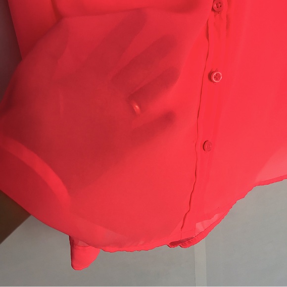 American eagle Coral neon button shirt - Picture 2 of 6